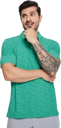 M MAELREG Golf Shirts for Men Print Performance Moisture Wicking Dry Fit Heather Stripe Collared Mens Polo Shirt Short Sleeve in Saudi Arabia