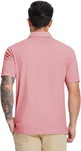 M MAELREG Golf Shirts for Men Print Performance Moisture Wicking Dry Fit Heather Stripe Collared Mens Polo Shirt Short Sleeve in Saudi Arabia