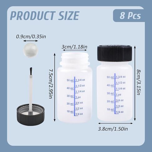 WANDIC Paint Touch Up Bottles, 12 Pieces Touch Up Plastic Bottle with Brush and Mixing Ball Paint Applicator Bottle for Car Wall and Hobby Painting -60 ml in Kuwait