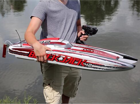 Pro Boat RC Blackjack 42 بوصة 8S بطارية Catamaran RTR بدون فرشاة وشاحن غير متضمن أسود/برتقالي PRB08043T1 in Kuwait