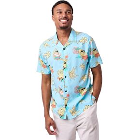 Spongebob Squarepants All-Over Print Men's Collared Button-Up Short Sleeve Shirt