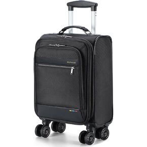 Underseat Carry on Luggage With Wheels - 18 Inch Softside Expandable Under Seat Suitcase, Airline Approved Personal Item Bag for Men Women, Black