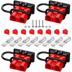 موصل Anderson ، 120AMP ​​2-6 بطارية Gauge Quick Connect 12V-36V Plug Cable Cable Quick Connect Disconnect Winch Wiring Kit for Cable RV Truck Winch (4 Pack) -Red