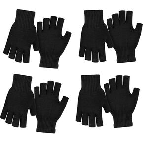 4 Pairs Warm Fingerless Gloves Winter Typing Writing Half Finger Gloves for Women Teens