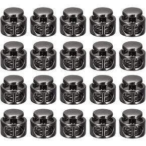uxcell 30pcs Metal Cord Locks, 3.5mm Double Hole Spring Stopper Fastener Slider Toggles End for Drawstrings Bags Backpack Clothing Lanyard, Black