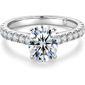 مجموعة خاتم الخطوبة Anuclub Radiant/Oval Moissanite ، D Color VVS1 ، 925 sterling Silver Promise Ring for Women ، Wimant Gown