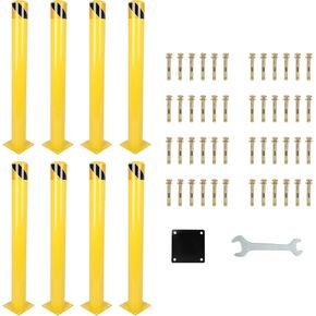 Bollard body,8-piece set,42 inches high and 4.5 inches in diameter safety bollard steel pipes.Yellow Steel Pipe Bollard for Warehouse,Parking Lot
