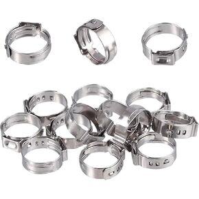 10.3-11.8mm Single Ear Hose Clamps 100PCS, 304 Stainless Steel Crimp Hose Clamps, Perfect for Automotive/Home Appliance/Water Pipe and Fuel Line, Stepless Hose Clamp by MISPIRE