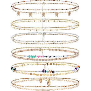 12 Pcs Waist Beads Body Jewelry Beach Bikini Belly Beads Waist Chains for Women Adjustable Belly Necklace Stomach Jewelry Chain Women's Body Chains (Simple Style)