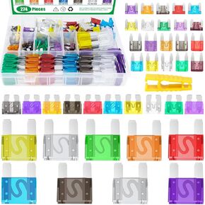 274pcs Maxi & Standard & Mini & Micro Auto Blade Fuse مجموعة مجموعة متنوعة للسيارة/RV/Truck/Motorcycle (3A 5A 7.5a 10a 15a 20a 25a 30a 35a 40a 50a 60a 80a 100a)