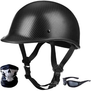 SanQing Half Cap Motocross Helmets Adult Half Shell Open Face Motorcycle Cycling Motocross Helmet Men Women DOT Approved with Goggles Facemask