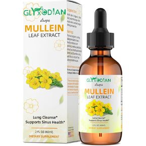 Mullein Drops for Lungs - High Strength Alcohol-Free Liquid Mullein Leaf Flower Extract for Lung Cleanse Immune Support,Detox & Respiratory Health Support Vegan & Non-GMO 2 fl Oz (60-Day Supply)