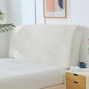 Stretch Headboard Slipcover, Elastic Bed Protector for Bedroom Decor, Full Coverage, White (47"x27" / 120x70 cm Size)