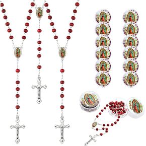 24 PCS Beads White Beads Beads for Bopitism Favors ، Lady Guadalupe Rosarios CatolicoS First Compleliion First for Lesurns ، Homelace Necklace Home for Christian Quinceanera Party