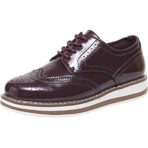 Oxford Shoes for Women Platform Lace Up Wingtips Brogues Round Toe Business Dress Shoes