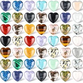 Nuenen 72 Pcs Natural Heart Shaped Crystal Stone 0.8'' Worry Stone Bulk Heart Palm Pocket Healing Carved Love Mini Gemstone Decor for Valentines Witchcraft Meditation(Classic Style)