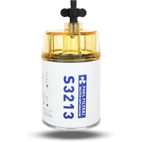 S3213 Fuel Filter Marine Fuel Water Separator With Clear Bowl Replacement for Marine Outboard Motor Mercury Replaces# 35-60494-1, S3213, 18-7932-1, 18-17928, 35-809097