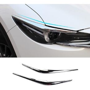 Car Accessories Fit for Mazda CX-5 CX5 2018-2023 2024 2025 Exterior Front Headlights Lamps Eyebrow Cover Trim Strip (Glossy Chrome Style) ABS 2 PCS