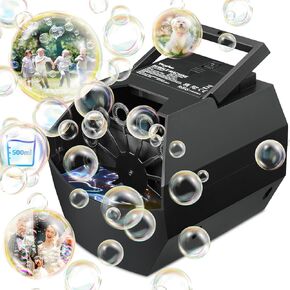 Theefun Bubble Machine: 500ML Automatic Bubble Blower for Kids and Toddlers, Portable Bubble Maker Operated by Plug-in or Batteries Bubble Machines for Parties Weddings Birthday Outdoor and Indoor