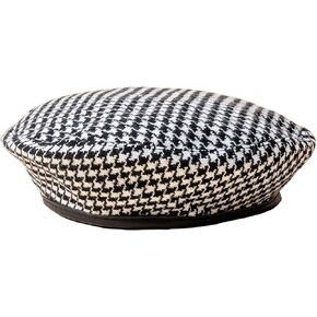 Women's Newsboy Caps: Houndstooth Beret Hats for Women Spring Fashion Outfit Plaid Paperboy Black and White Hat Sun Cap