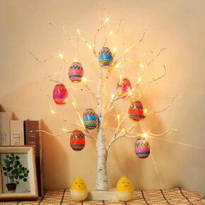 Eambrite Money Tree Gift Home ، Tree Birch Tree 2ft 24led ، Battery/USB Timer Timer Light Up Twig Gift Tree مع 6 مقاطع واضحة و 6 بطاقات لـ Home Christmas Taguation Photo Memo