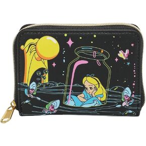 Loungefly Disney Alice In Wonderland Glow-In-The-Dark Characters Mini Zipper Wallet BLACK NONE