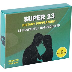 Super 13 Fast Acting Herbal Male Supplement for Men. 13 Potent Ingredients - Horny Goat Weed Tongkat Ali Maca & More for Energy Vitality Stamina Endurance and Performance Enhancer Pills 10 Caps