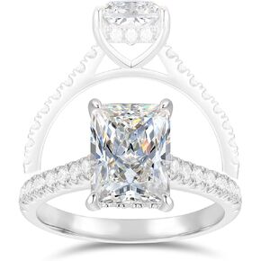 14K Solid Gold 3ct Radiant Cut Moissanite Engagement Rings for Women Radiant Moissanite Ring