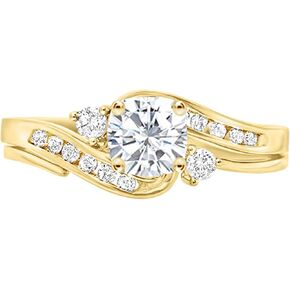 1-6 Carat Cushion 14K Yellow Gold LAB GROWN Gemstone and LAB GROWN Diamond Engagement Ring (1ct Center, AAAA Heirloom Quality)