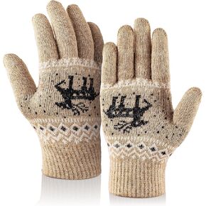 Winter Gloves Pure Wool Warm and Cozy Mittens for Men and Women Elastic Knit Thermal Design for Outdoor Activities