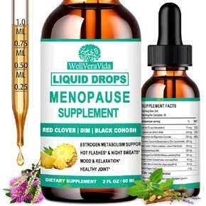 10-in-1 Menopause Supplements for Women, Multibenefit & Complete Black Cohosh for Hot Flashes, Night Sweats & Hormone Harmony w. Magnesium Ashwagandha Red Clove DIM, Liquid Form
