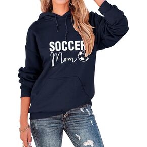 Soccer Mom Hoodie For Womens Football Graphic Sweatshirt With Pockets Crewneck Long Sleeve Casual Athletic Pullover