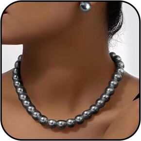 Pearl Jewelry Set for Women Trendy Pearl Necklace and Earring Set Big Pearls Earrings Chunky Pearls Necklaces for Women Wedding Jewelry for Bride Bridesmaid