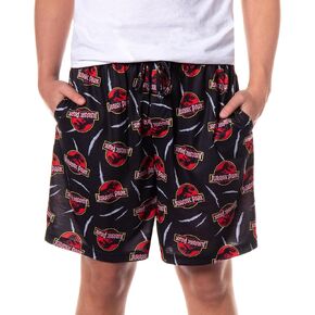 Jurassic Park Pajamas Men's Allover Claw Tear Logo Design Seath Lounge Sleep Shorts