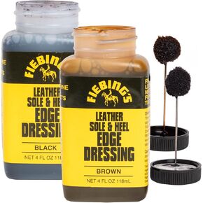 Fiebing's Leather Sole & Heel Edge Dressing 2-Pack (4 oz) - Protective Glossy Shoe Finish - Includes Brush Applicator