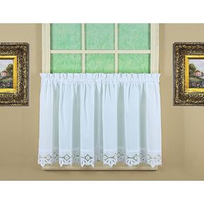 Today's Curtain, Heirloom Battenberg Eyelet Tier 24", White, 58" W x 24" L