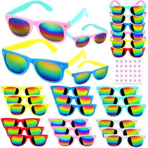 GOLDGE 28-Pack Kids Neon Sunglasses with UV400 Protection, Bulk Party Favors for Boys & Girls Ages 3-8, Perfect for Pool Parties, Birthdays & Goody Bags