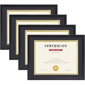 Giftgarden 8.5 x 11 Diploma Frame 2 Pack, 11x14 Frame Matted to 8.5 by 11 Certificate Document Award Degree with Mat, Wall and Tabletop Display