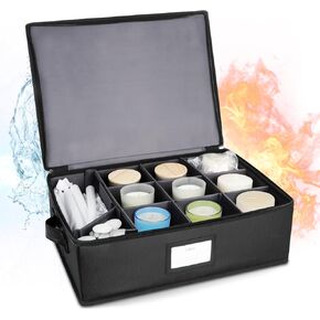 Fireproof Candle Storage Organizer Box with Dividers, Tissue Paper and Ziplock Bags Protects Aromatherapy, Jar, Taper, Pillar, Tealight Candles (1, Black, 17")