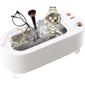 "Professional 48KHz Ultrasonic Jewelry Cleaner Machine with Digital Timer & 304 Stainless Steel Tank – for Jewelry, Dentures, Eyeglasses, Rings, Coins, Medals, Watch Straps & Hygiene Items"
