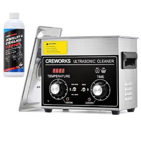 CREWORKS 3L Ultrasonic Cleaner with Degas & Gentle Modes, and 17 fl oz Jewelry Cleaner Solution
