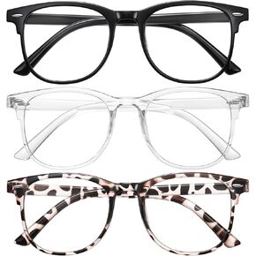Okany 3 Pack Blue Light Blocking Glasses for Women Men, Round Computer Glasses Anti Eye Strain/UV/Glare Gaming Glasses