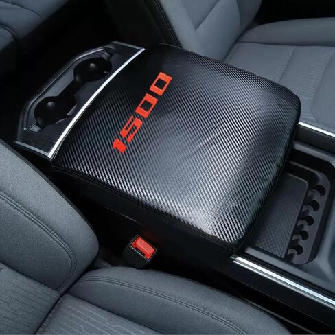 Fit ram 1500 Car arm Rest Cover Center Console Armrest Pad with Carbon Fiber Leather Customized– Fit for ram 1500 Accessories only 2002-2008 Models car armrest Size.(AZ-FSXD-GY02-08-1500) in Saudi Arabia