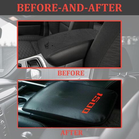 Fit ram 1500 Car arm Rest Cover Center Console Armrest Pad with Carbon Fiber Leather Customized– Fit for ram 1500 Accessories only 2002-2008 Models car armrest Size.(AZ-FSXD-GY02-08-1500) in Saudi Arabia