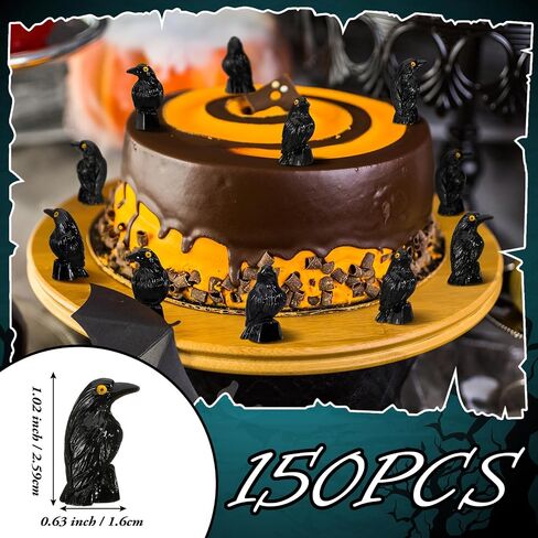 50 Pcs Miniature Crows Figurines Mini Resin Crows Figures Black Raven Summer Decor Tiny Resin Animals for Halloween Scene Decor in Kuwait