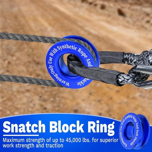 Winch Snatch Recovery Ring, Heavy Duty 45000 Lbs Break Strength Snatch Block Ring, Towing Rcovery Snatch for Soft Shackle and Synthetic Rope, Compatible with ATV UTV SUV Truck Off-Road Vehicle (Blue) in Saudi Arabia