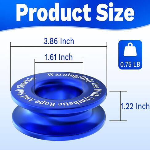 Winch Snatch Recovery Ring, Heavy Duty 45000 Lbs Break Strength Snatch Block Ring, Towing Rcovery Snatch for Soft Shackle and Synthetic Rope, Compatible with ATV UTV SUV Truck Off-Road Vehicle (Blue) in Saudi Arabia