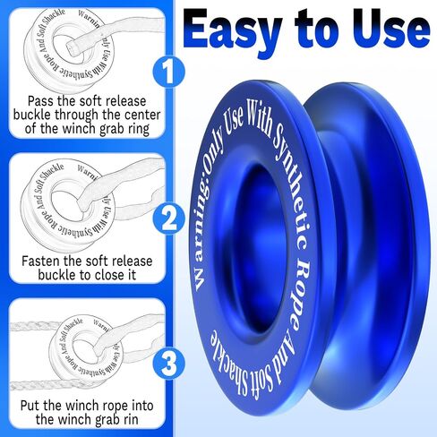 Winch Snatch Recovery Ring, Heavy Duty 45000 Lbs Break Strength Snatch Block Ring, Towing Rcovery Snatch for Soft Shackle and Synthetic Rope, Compatible with ATV UTV SUV Truck Off-Road Vehicle (Blue) in Saudi Arabia