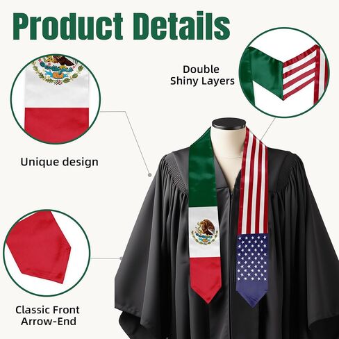 Mexico Mixed Flag Graduation Stole Sash Mexican Flag Graduation Sash For International Graduates in Saudi Arabia