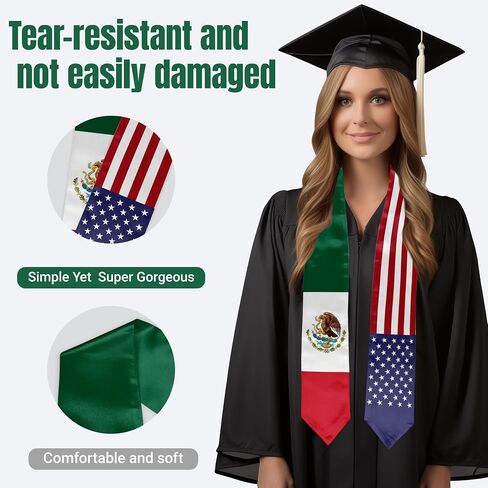 Mexico Mixed Flag Graduation Stole Sash Mexican Flag Graduation Sash For International Graduates in Saudi Arabia